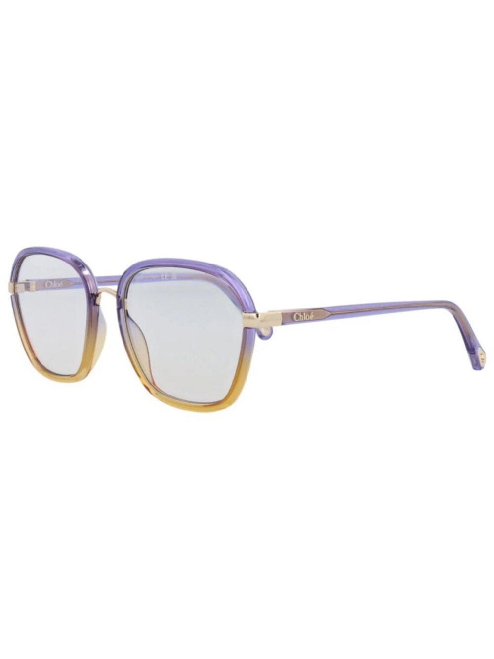 New Chloé Women's Sunglasses Square Rectangle Bio Injection Frame Violet Violet